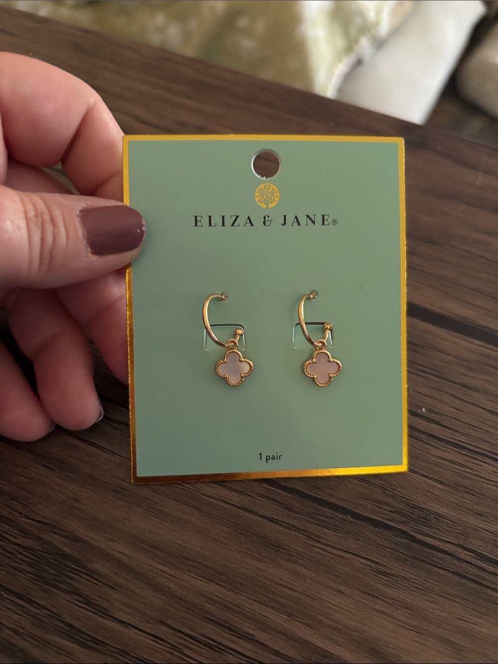 Opal Clover Drop Hoop Earrings